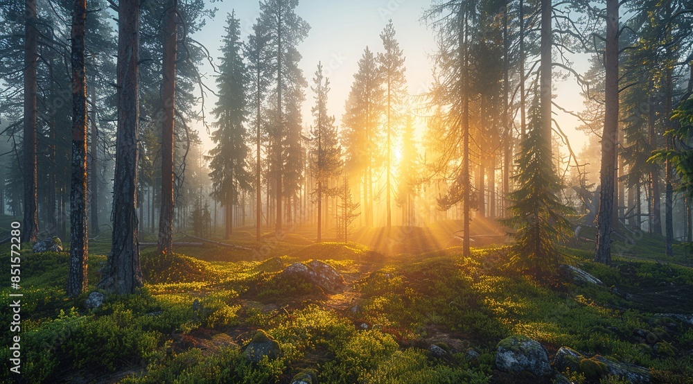 Obraz premium sunrise in the forest