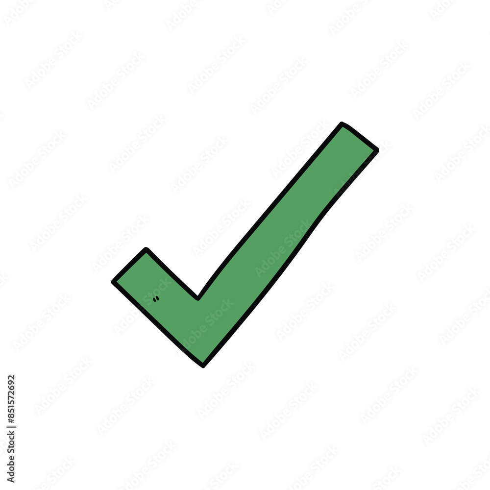 Hand drawn cartoon green checkmark on white background. Hand drawn cartoon green checkmark on white background.
