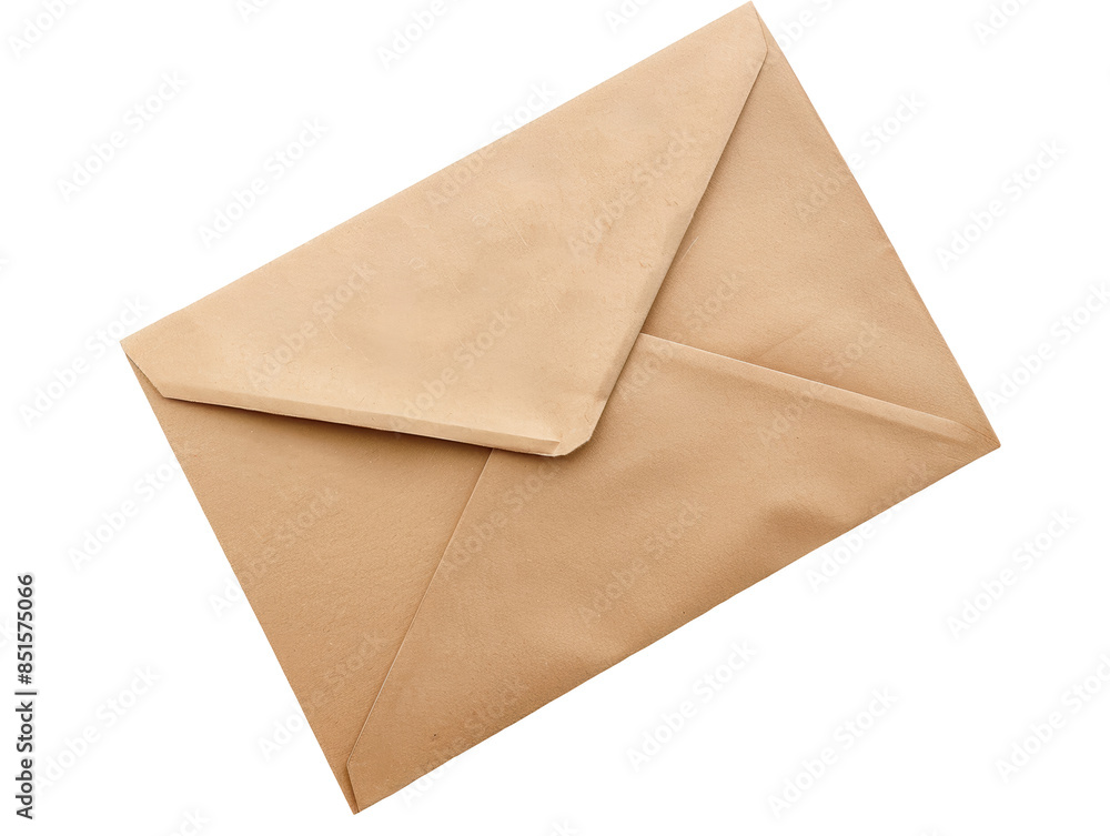 A brown envelope with a flap is sitting on a white background A brown envelope with a flap is sitting on a white background