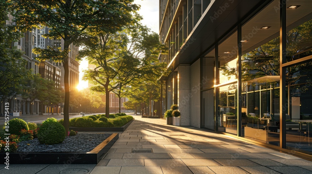 Modern Office Building with Sunlight Streaming Through the Windows Modern Office Building with Sunlight Streaming Through the Windows