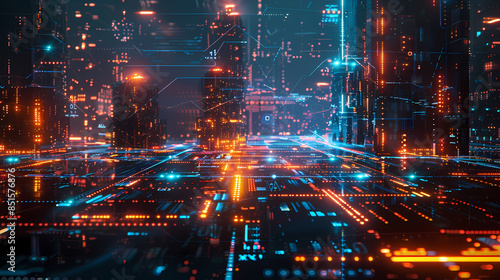 Wallpaper Mural Digital data and network technology background Torontodigital.ca