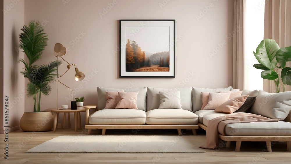 Mockup poster frame design, minimalist wall art mockup interior design, light brown color theme home decor poster mockup interior design Mockup poster frame design, minimalist wall art mockup interior design, light brown color theme home decor poster mockup interior design