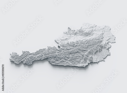 Photography Austria Map Gray And White Shaded Relief Textured Map On White Background 3D Ill