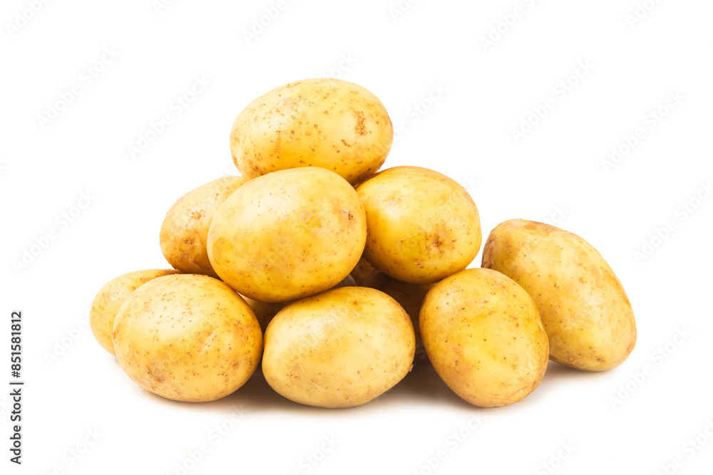 Young potatoes. Raw potatoes isolated on white background.Peel potatoes.Harvesting collection. organic, freshly dug potatoes. Agricultural background. Vegan. Vegetables.Potato slices. Young potatoes. Raw potatoes isolated on white background.Peel potatoes.Harvesting collection. organic, freshly dug potatoes. Agricultural background. Vegan. Vegetables.Potato slices.