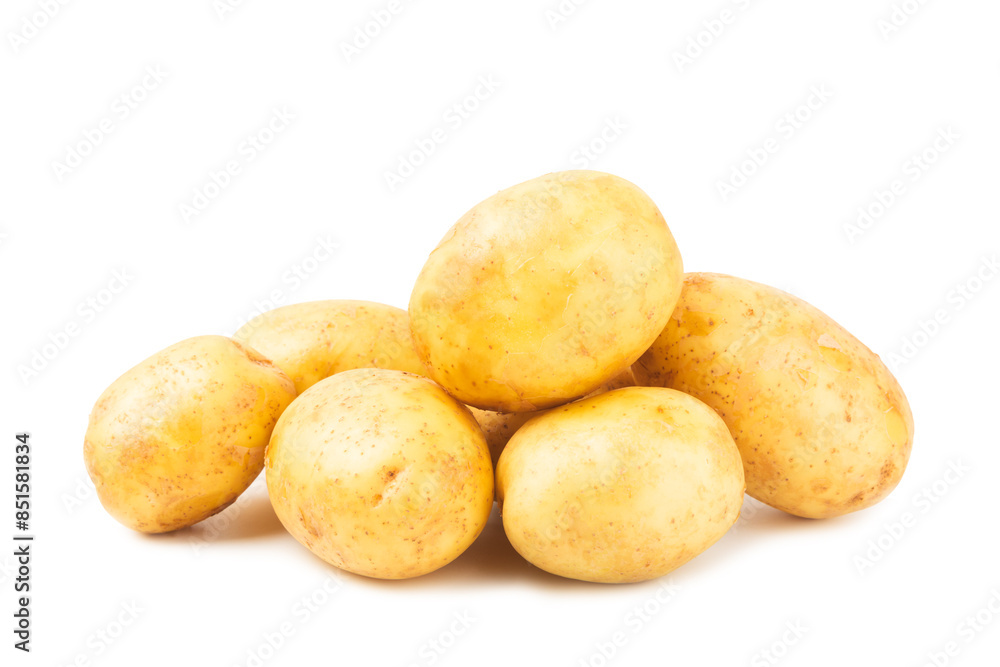 Young potatoes. Raw potatoes isolated on white background.Peel potatoes.Harvesting collection. organic, freshly dug potatoes. Agricultural background. Vegan. Vegetables.Potato slices. Young potatoes. Raw potatoes isolated on white background.Peel potatoes.Harvesting collection. organic, freshly dug potatoes. Agricultural background. Vegan. Vegetables.Potato slices.