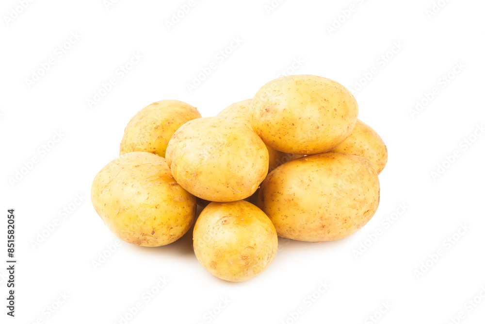 Young potatoes. Raw potatoes isolated on white background.Peel potatoes.Harvesting collection. organic, freshly dug potatoes. Agricultural background. Vegan. Vegetables.Potato slices. Young potatoes. Raw potatoes isolated on white background.Peel potatoes.Harvesting collection. organic, freshly dug potatoes. Agricultural background. Vegan. Vegetables.Potato slices.