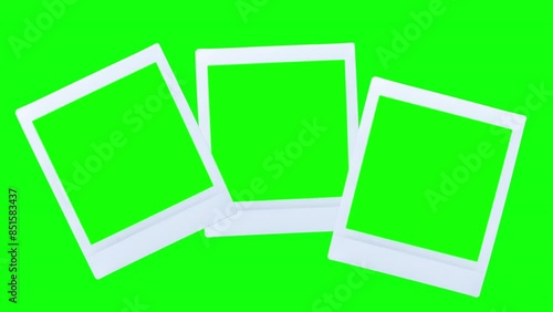 Instax polaroid frames on green screen background, Multiple polaroid frames, Instax film isolated, Instax photo film frames, Polaroid frames template