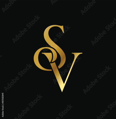 SV luxury logo sv merged Gold color black background