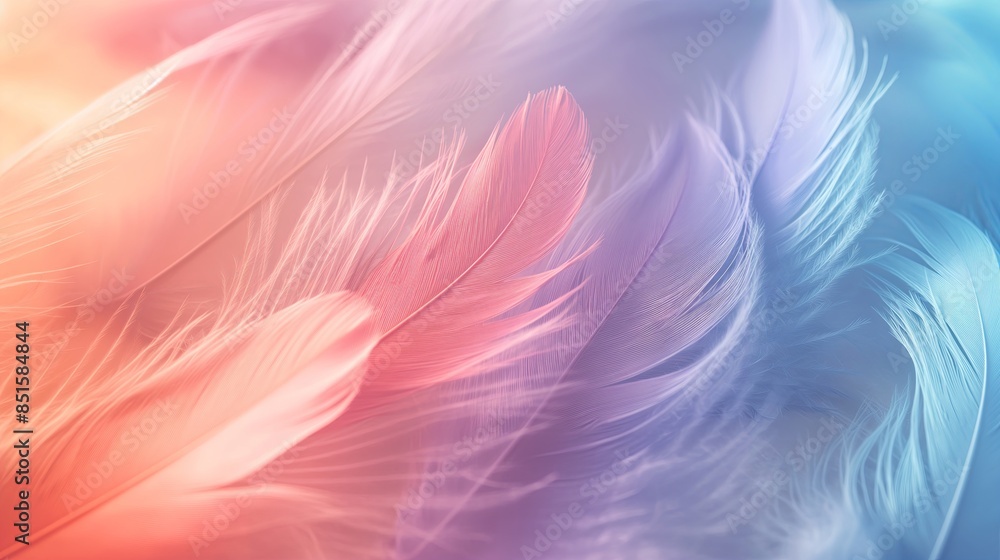 Pastel Feathers Close-up, Soft Pink and Lavender Hues, Delicate Texture, with Copy Space Pastel Feathers Close-up, Soft Pink and Lavender Hues, Delicate Texture, with Copy Space