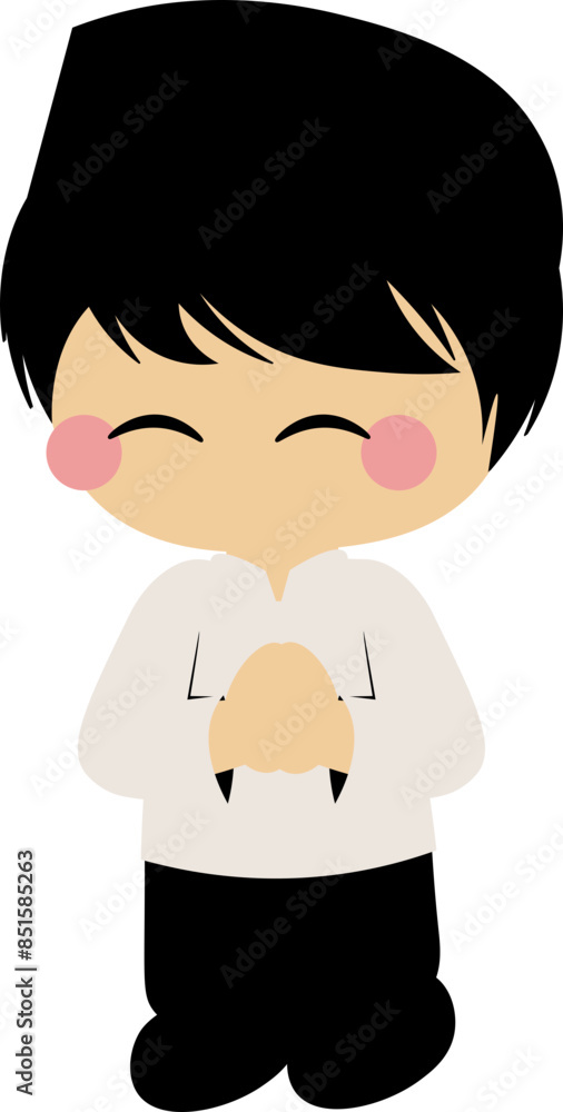 a cute boy happy ramadhan and eid, chibi laki laki mengucapkan a cute boy happy ramadhan and eid, chibi laki laki mengucapkan