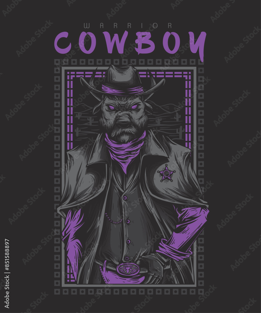 vector artwork of warrior cowboy with pig animal head vector artwork of warrior cowboy with pig animal head