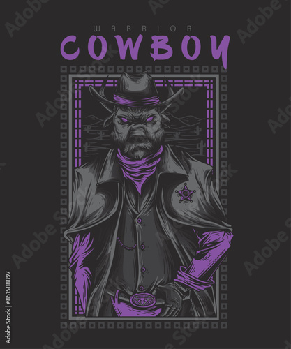 vector artwork of warrior cowboy with pig animal head