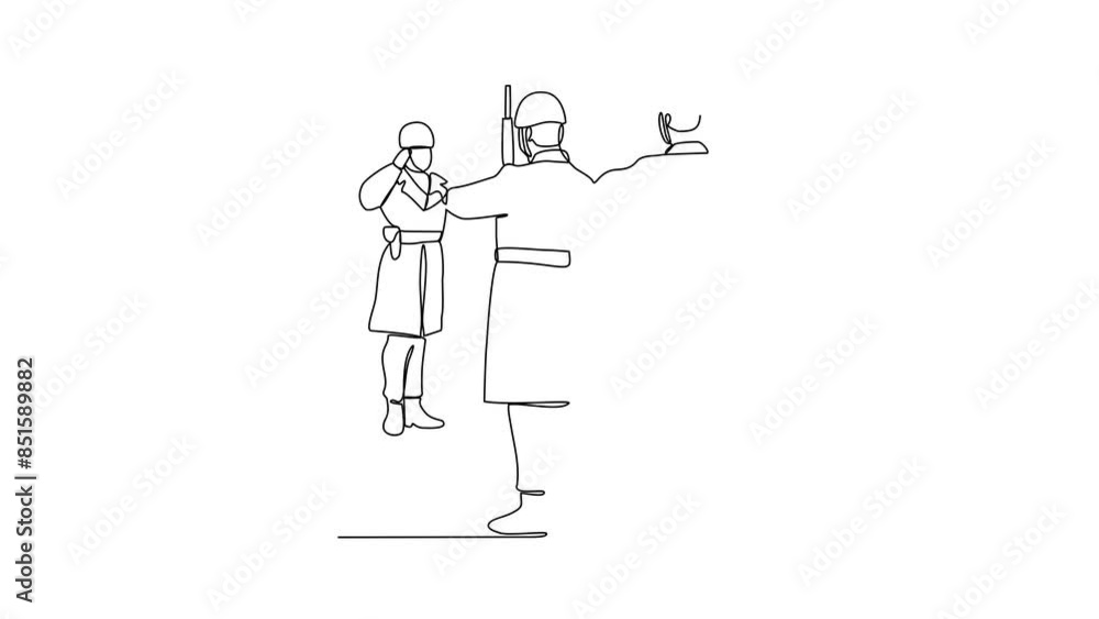 Animated self drawing of soldiers holding weapons during war drills in a training camp showing in video design illustration. Soldier training activity illustration in simple linear style video design. Animated self drawing of soldiers holding weapons during war drills in a training camp showing in video design illustration. Soldier training activity illustration in simple linear style video design.