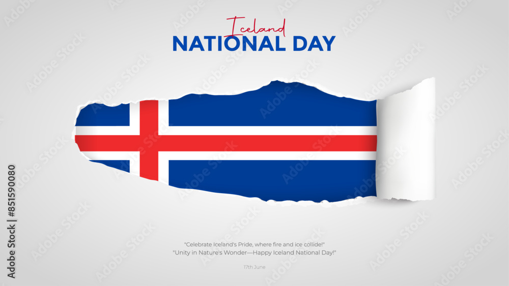 17th June - Iceland national Day Post and Greeting Card with paper cut effect. National day of iceland Background Design with Italy Flag Vector Illustration 17th June - Iceland national Day Post and Greeting Card with paper cut effect. National day of iceland Background Design with Italy Flag Vector Illustration