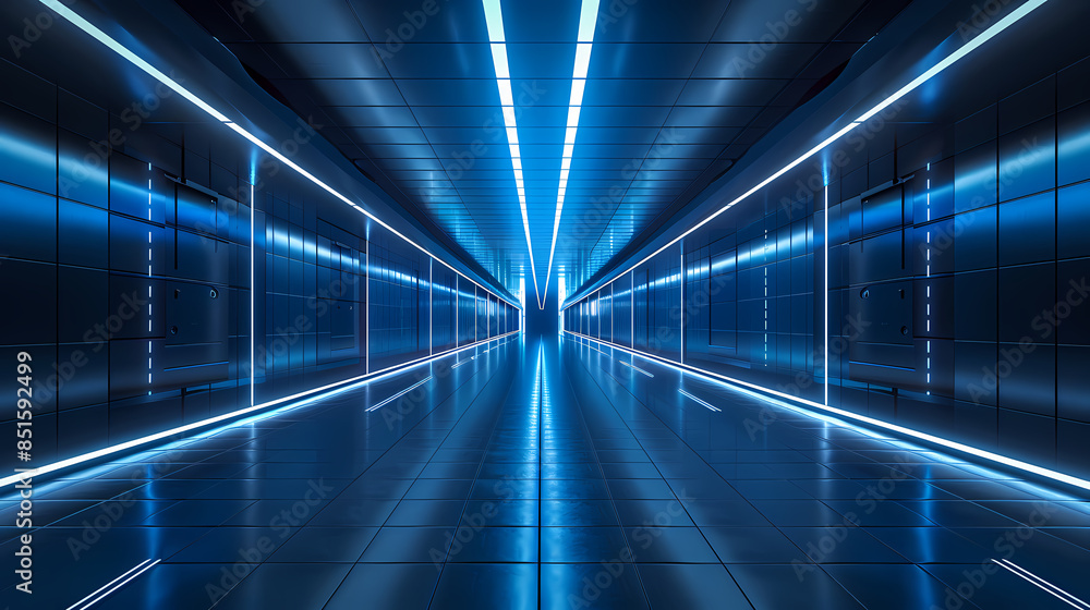 Blue glowing sci-fi corridor Blue glowing sci-fi corridor