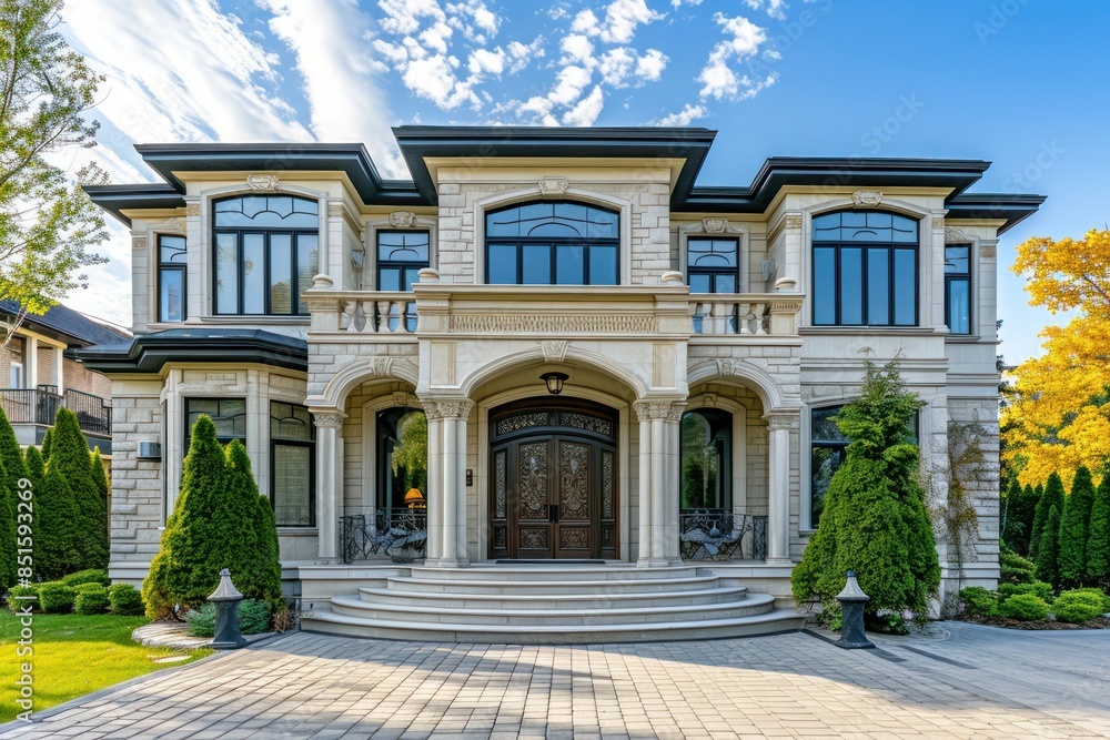 A Luxury house in nice suburb in the north America architecture building luxury. A Luxury house in nice suburb in the north America architecture building luxury.