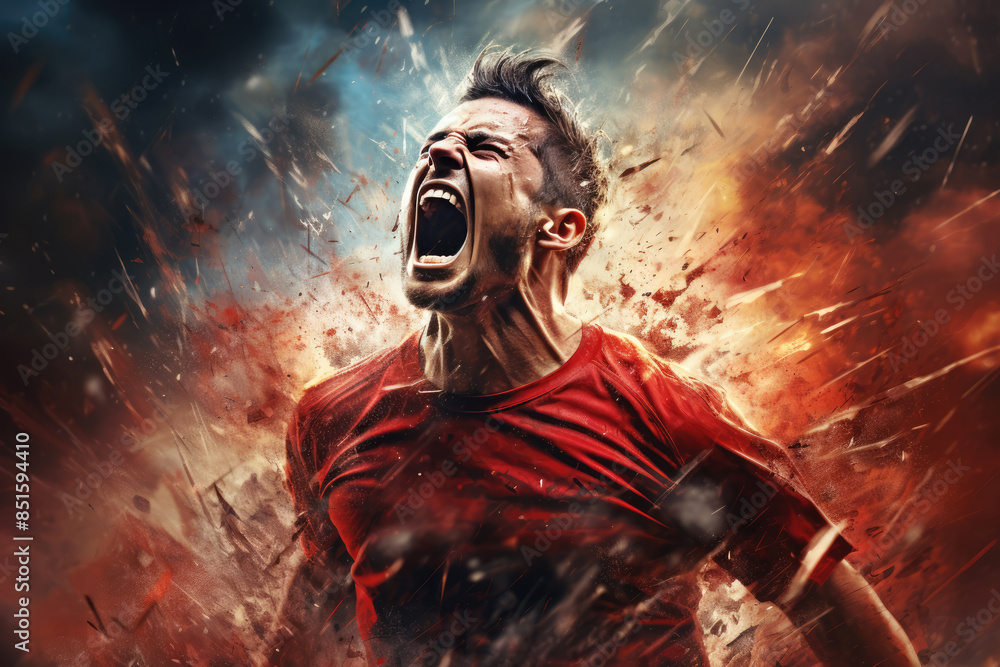 generated illustration of soccer player man happy celebration generated illustration of soccer player man happy celebration