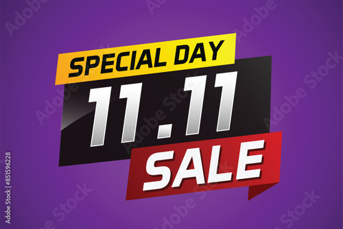 11.11 Special day sale word concept vector illustration with ribbon and 3d style for use landing page, template, ui, web, mobile app, poster, banner, flyer, background, gift card, coupon

