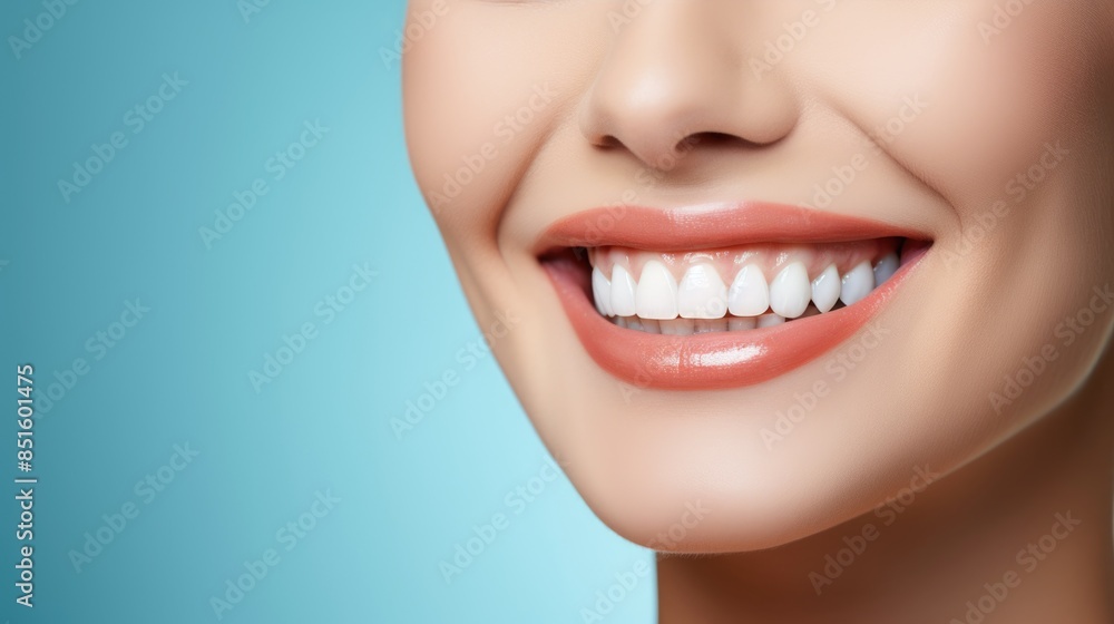 Radiant Smile: Close-Up of Woman's Perfect Teeth and Lips Radiant Smile: Close-Up of Woman's Perfect Teeth and Lips