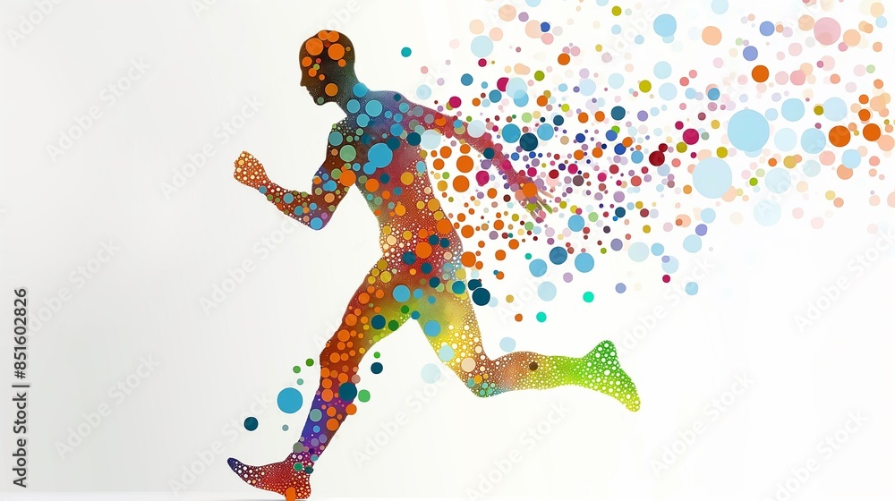 Running Man With A Colorful Polka Dots.
Running Man With A Colorful Polka Dots.