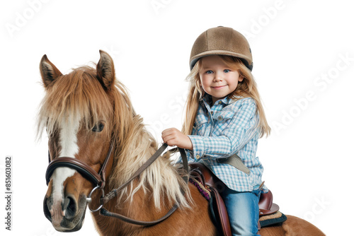 Young Girl Riding a Brown Pony in a Riding Helmet © Box 19th