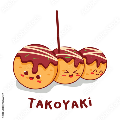Vector illustration of a traditional Japanese snack Takoyaki