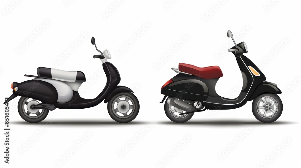 Two black scooters side by side Two black scooters side by side