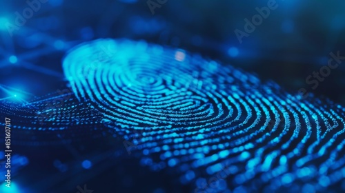 Digital fingerprint on blue background