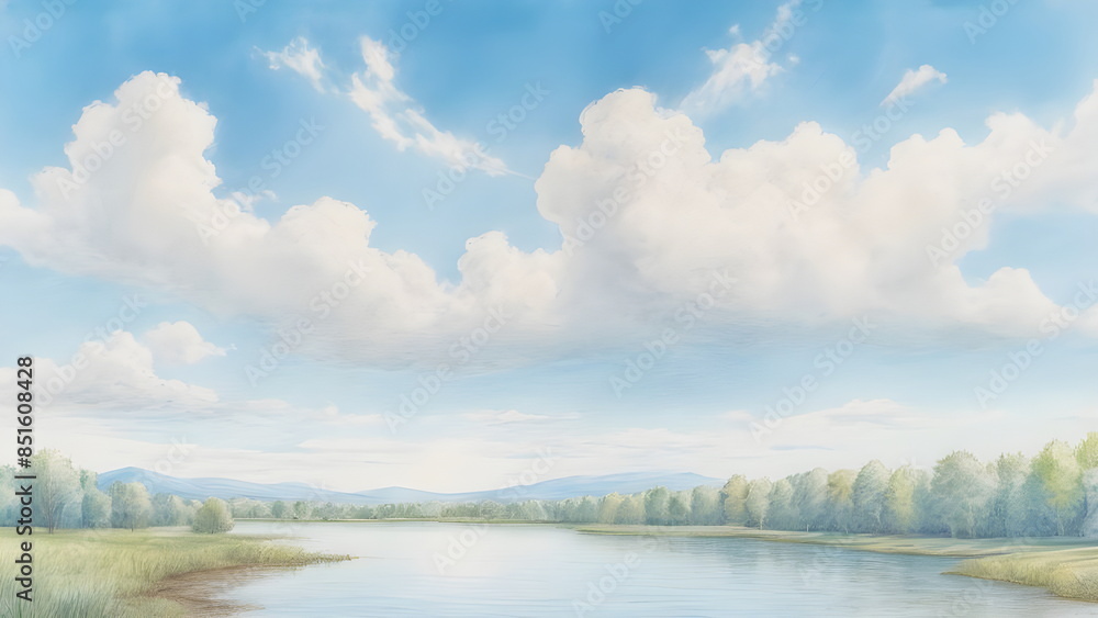 Fototapeta premium lake and sky in summer