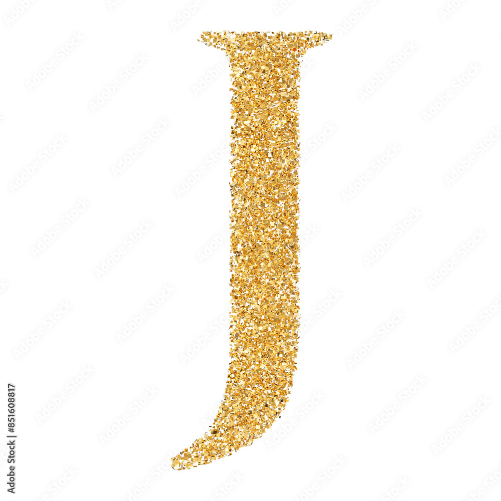 Golden Glitter 3D Font Letter J uppercase Golden Glitter 3D Font Letter J uppercase
