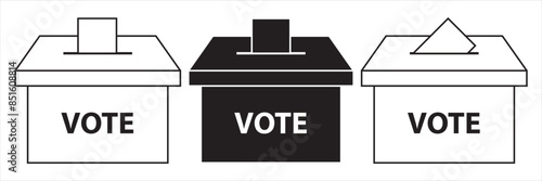 Hand voting ballot box icon, Election Vote concept, Simple flat design for web site, logo, app, UI, Vector illustration.7891
