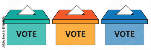 Hand voting ballot box icon, Election Vote concept, Simple flat design for web site, logo, app, UI, Vector illustration.7891