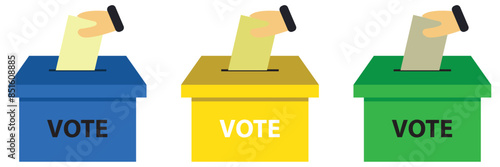 Hand voting ballot box icon, Election Vote concept, Simple flat design for web site, logo, app, UI, Vector illustration.7891