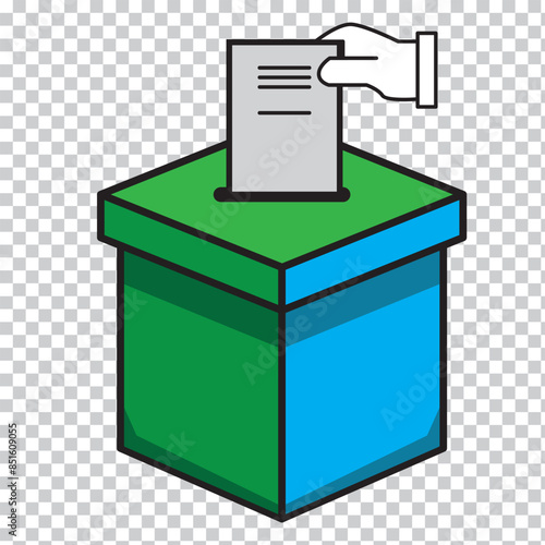 Hand voting ballot box line icon, election and vote, vote box sign vector graphics, editable stroke linear icon, eps 10.