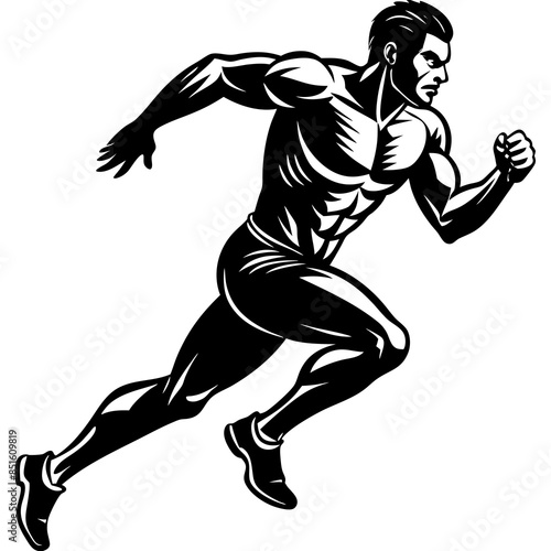 a-male-athlete-running-in-the-morning-line-art-vec