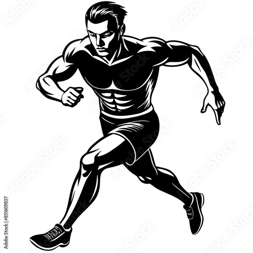 a-male-athlete-running-in-the-morning-line-art-vec © VarotChondra