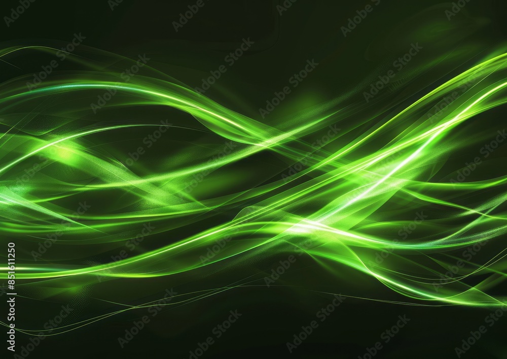 Abstract green light on black background Abstract green light on black background