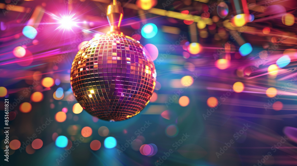 A shimmering disco ball spins under colorful lights, evoking the vibrant energy and nostalgia of a party atmosphere. A shimmering disco ball spins under colorful lights, evoking the vibrant energy and nostalgia of a party atmosphere.