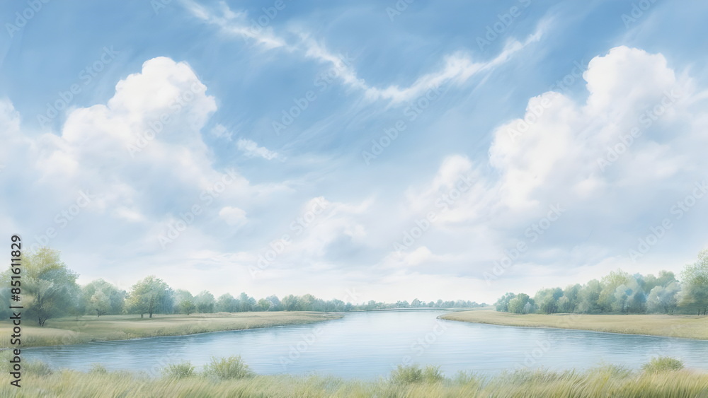 river and sky in summer