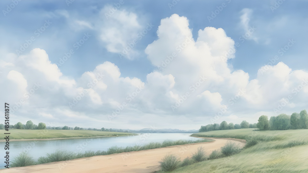 Obraz premium river and sky in summer
