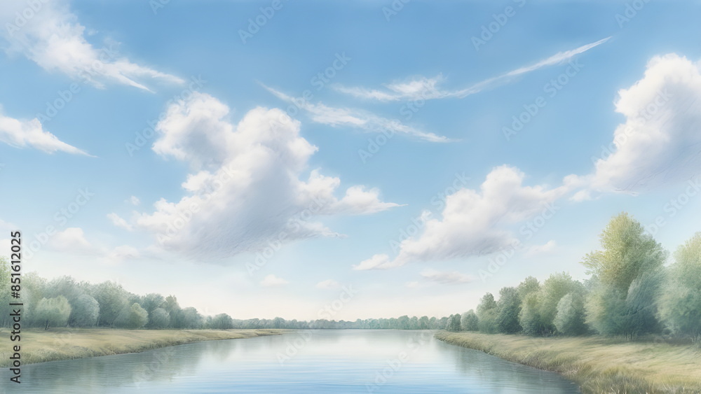 Fototapeta premium river and sky in summer