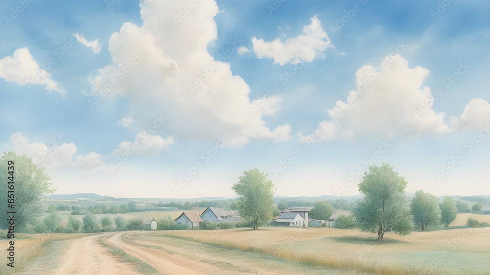 Obraz premium rural town in summer