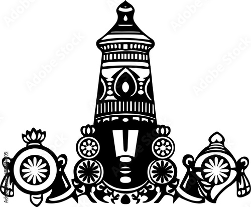 Vector drawing of Lord Tirupathi Balaji or Venkatachalapathi or Venkateshwara