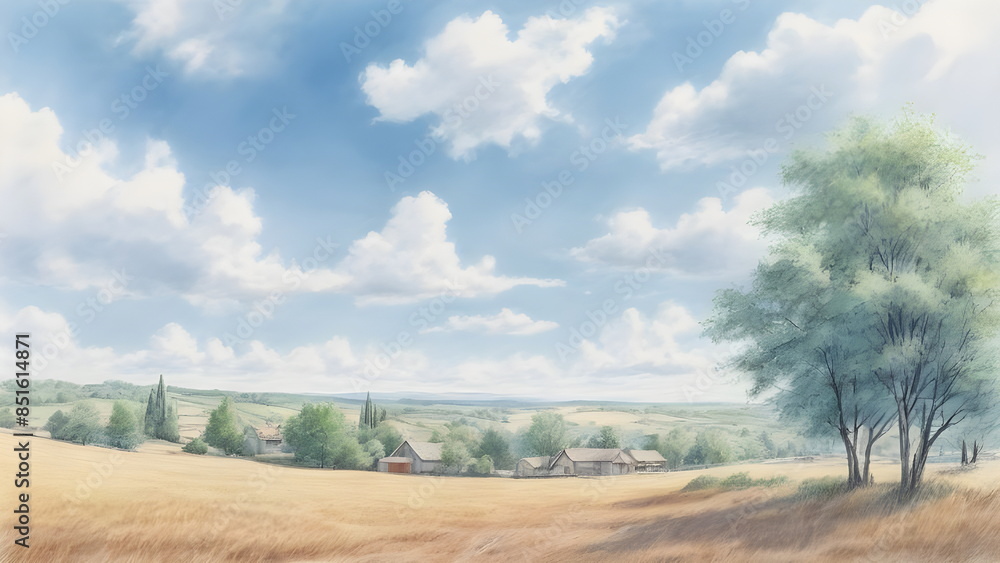 Obraz premium rural town in summer