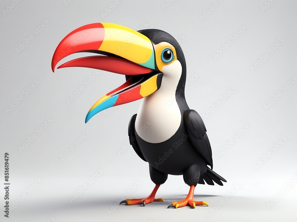 Obraz premium smiling toucan cute d art illustration in plain white background