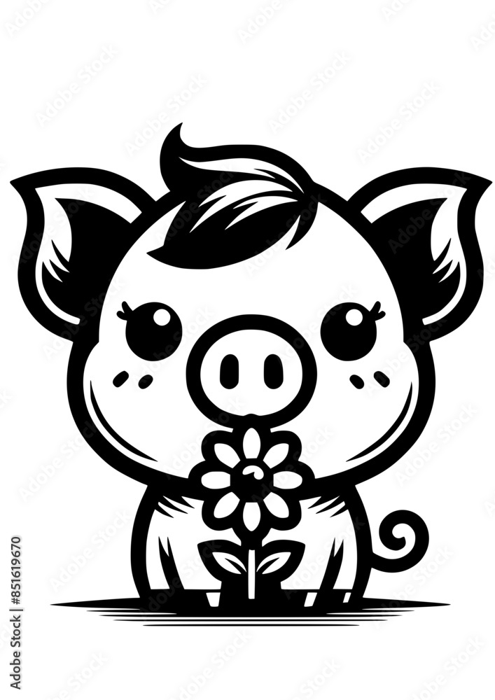 Obraz premium Pig SVG, Farm Animals SVG, Kunekune Pig, Farm Life SVG, Village SVG, Cow SVG, Pig Silhouette, Pig Vector, Clipart, Cut file for Cricut, SVG, JPG, PNG