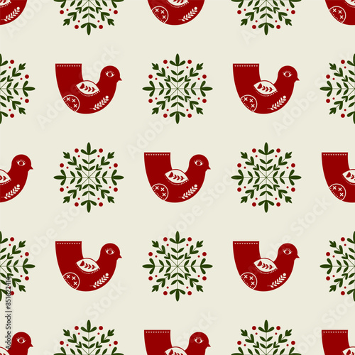 Seamless Christmas Holiday Patchwork Background. Decorative patchwork pattern in vector.