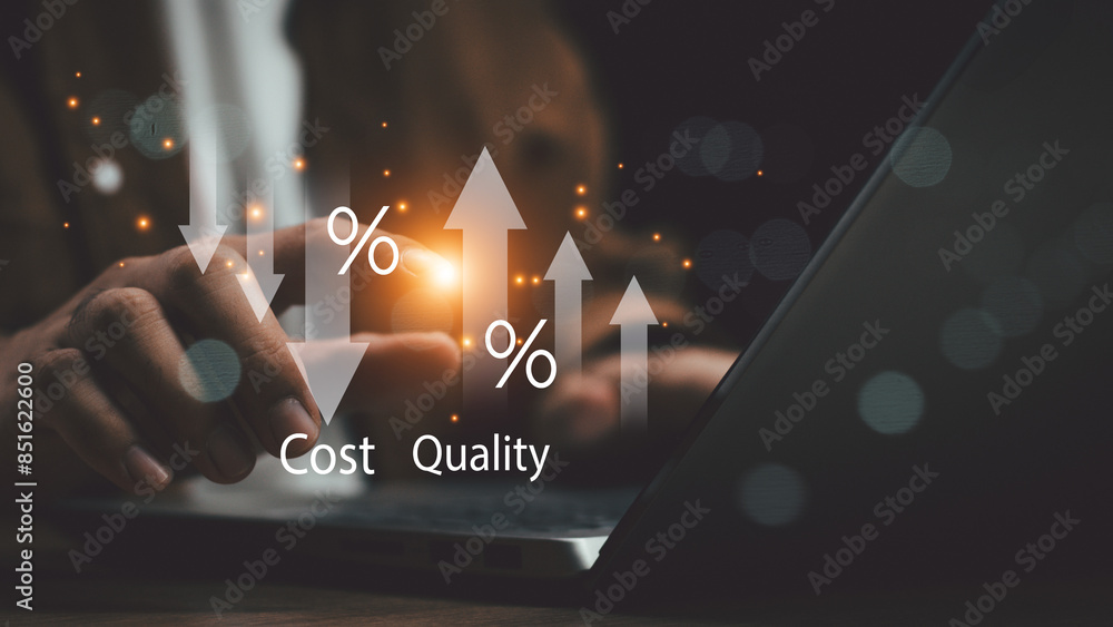 Cost efficient, quality control concept. Cost optimization for product ...