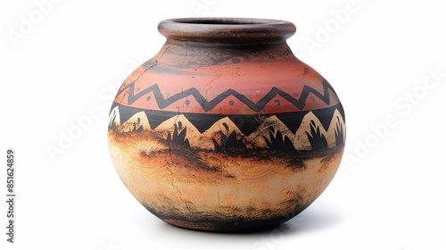 Traditional Native American Pottery isolated on a white background - path include