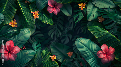 Tropical rainforest cartoon style illustration with vibrant colors and no text